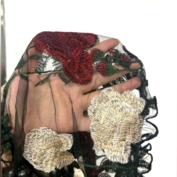 Women's Vacation Casual Sheer Mesh Embroidered Blouse - Picture 2 of 5